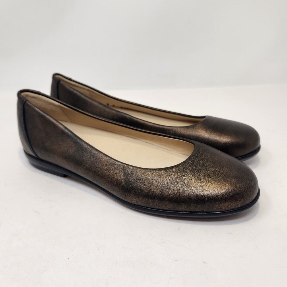 SAS Womens Scenic Metallic Bronze Leather Flats Size 8 S Comfort Slip On Shoes